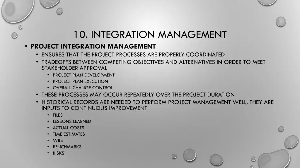 10 integration management project integration