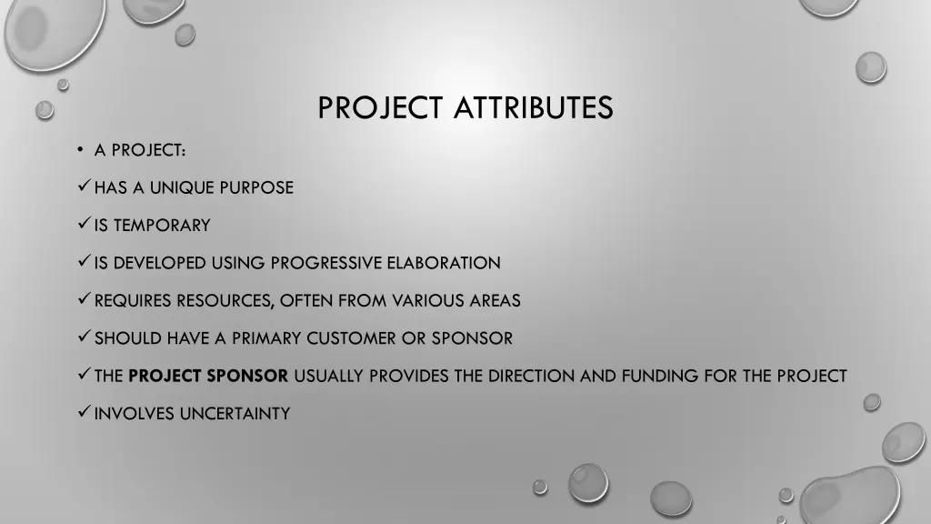 project attributes