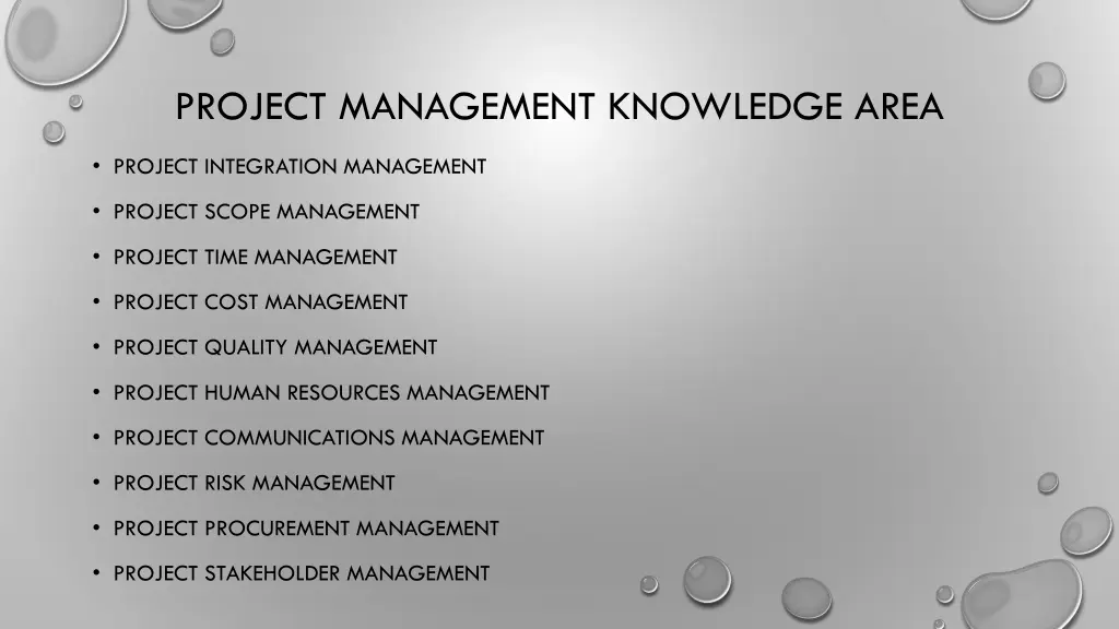 project management knowledge area