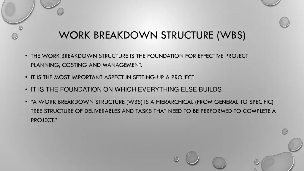 work breakdown structure wbs