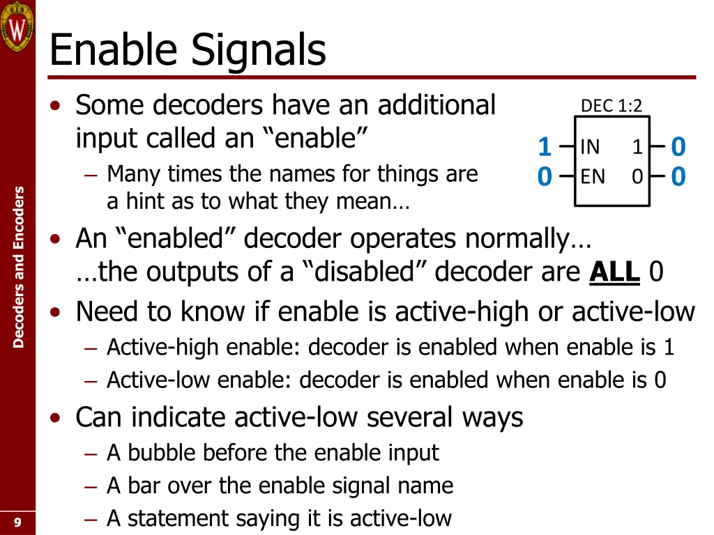 enable signals some decoders have an additional