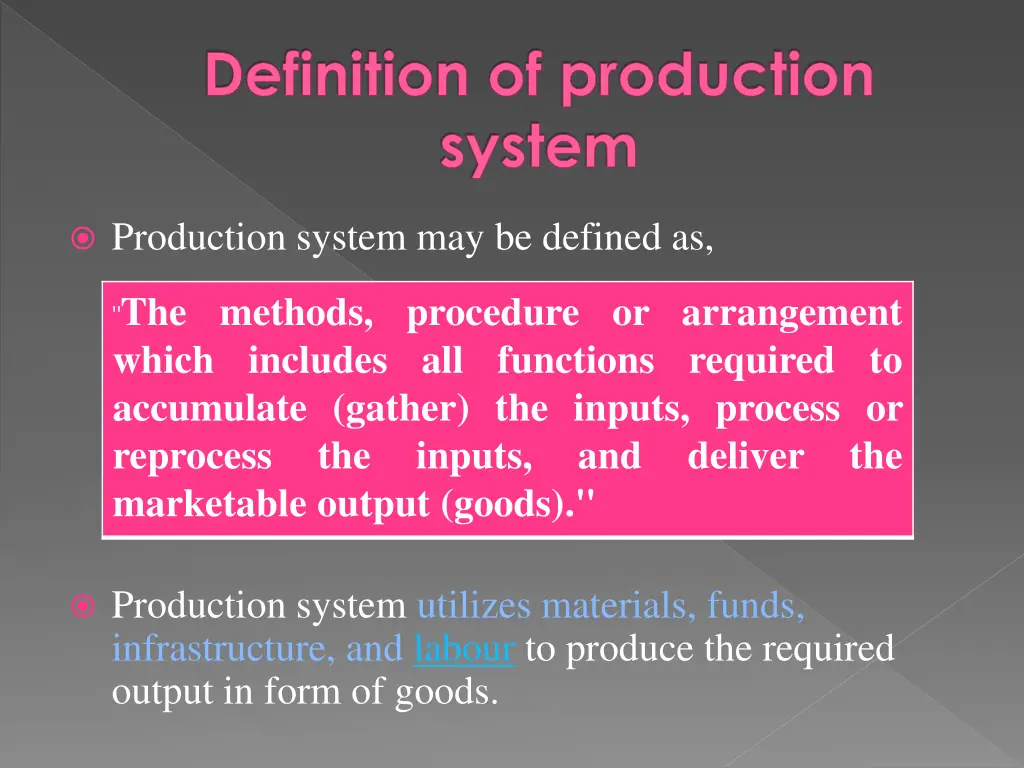 definition of production system