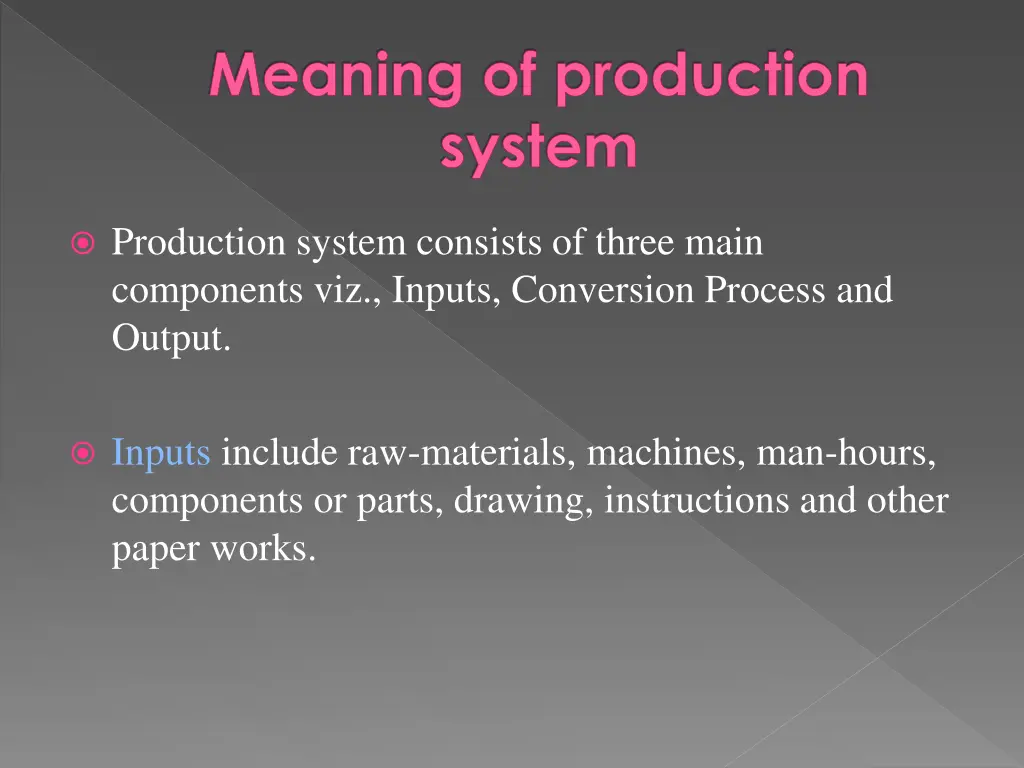 meaning of production system