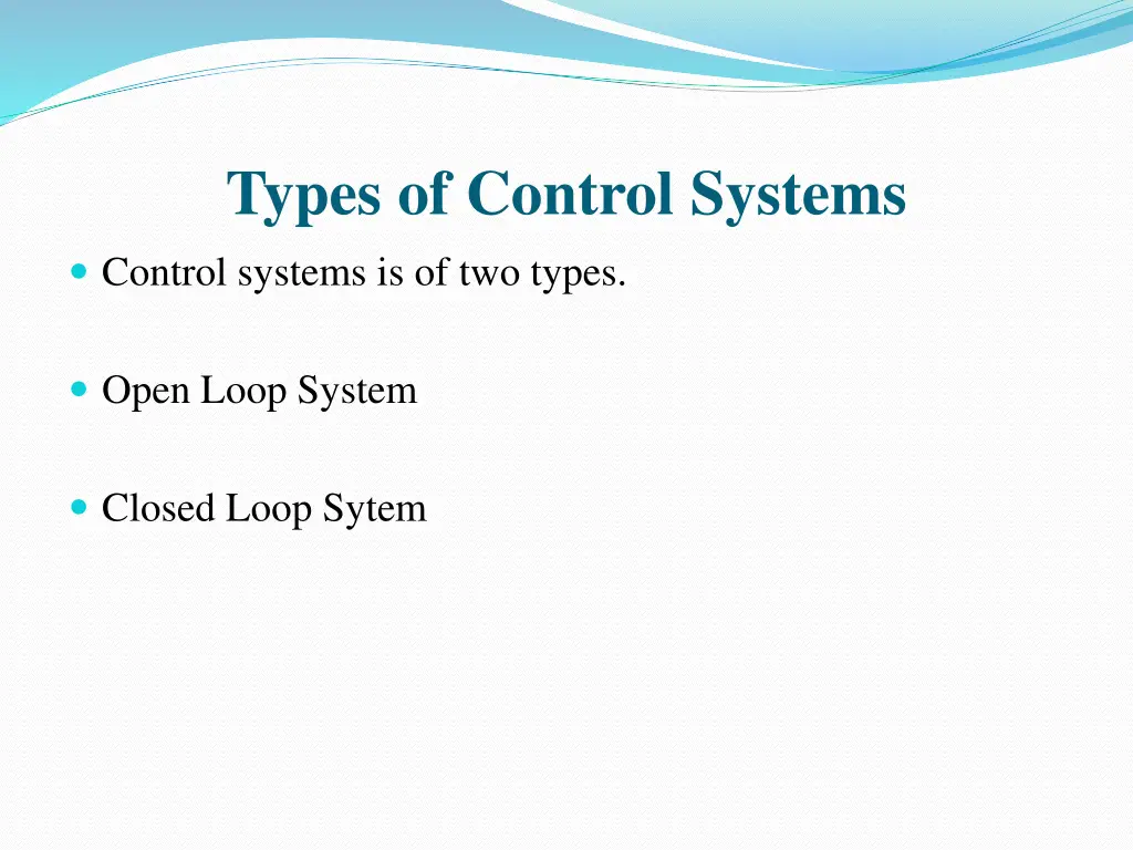 types of control systems