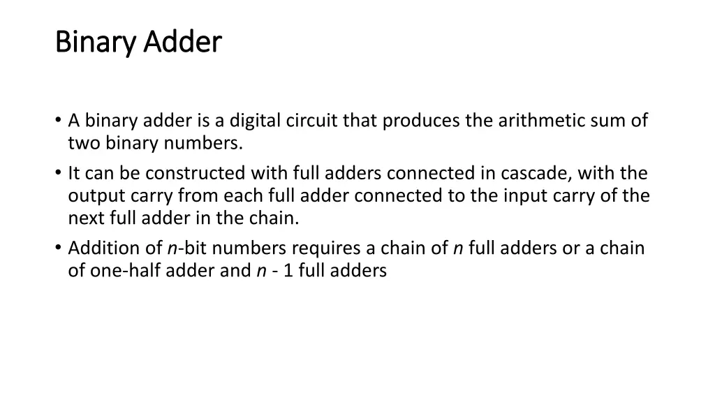 binary adder binary adder