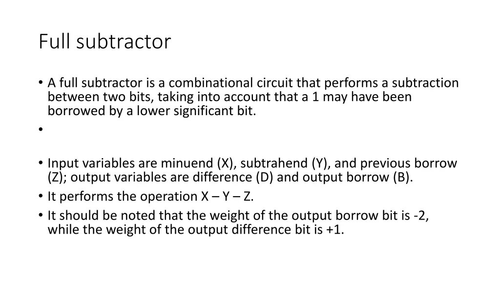 full subtractor