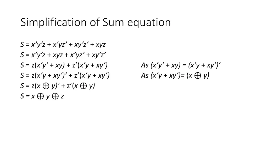 simplification of sum equation