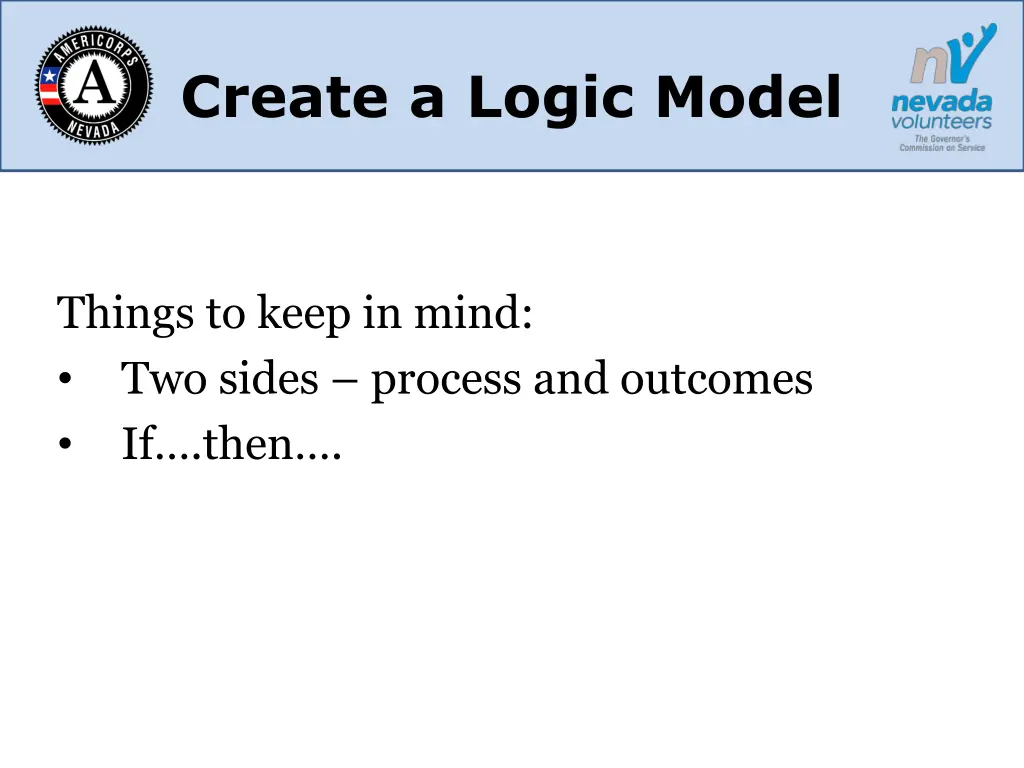 create a logic model