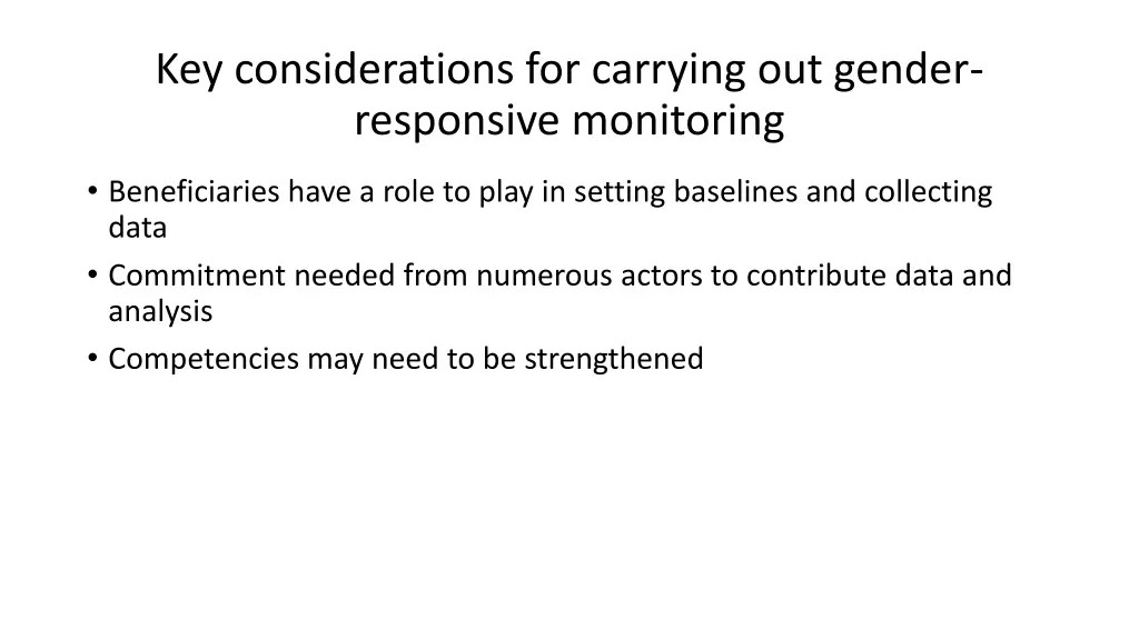 key considerations for carrying out gender