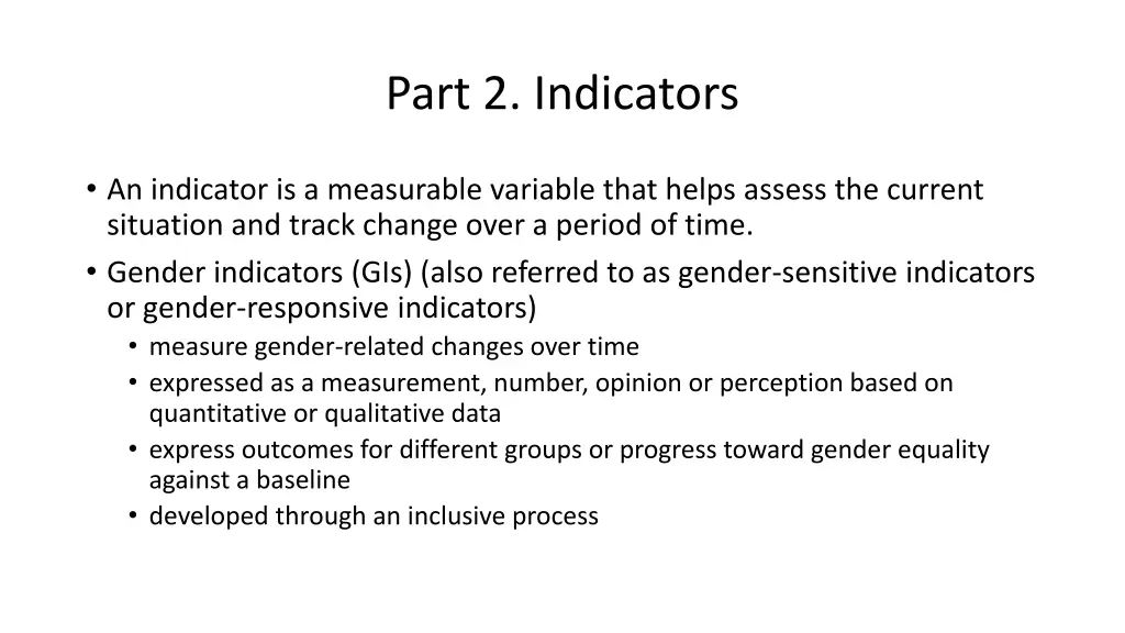 part 2 indicators