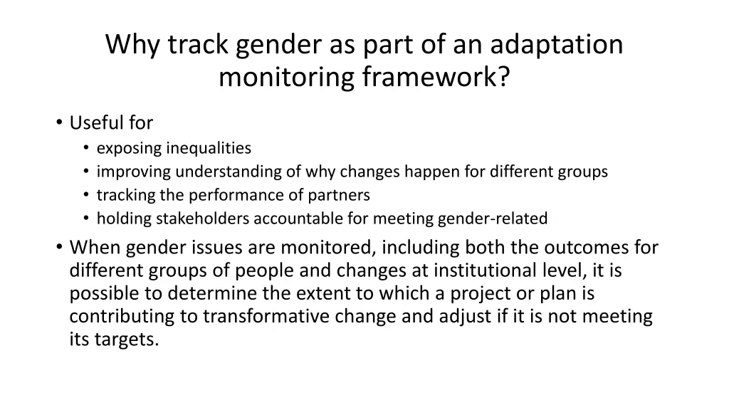 why track gender as part of an adaptation