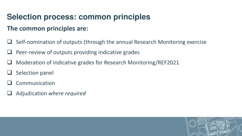 selection process common principles