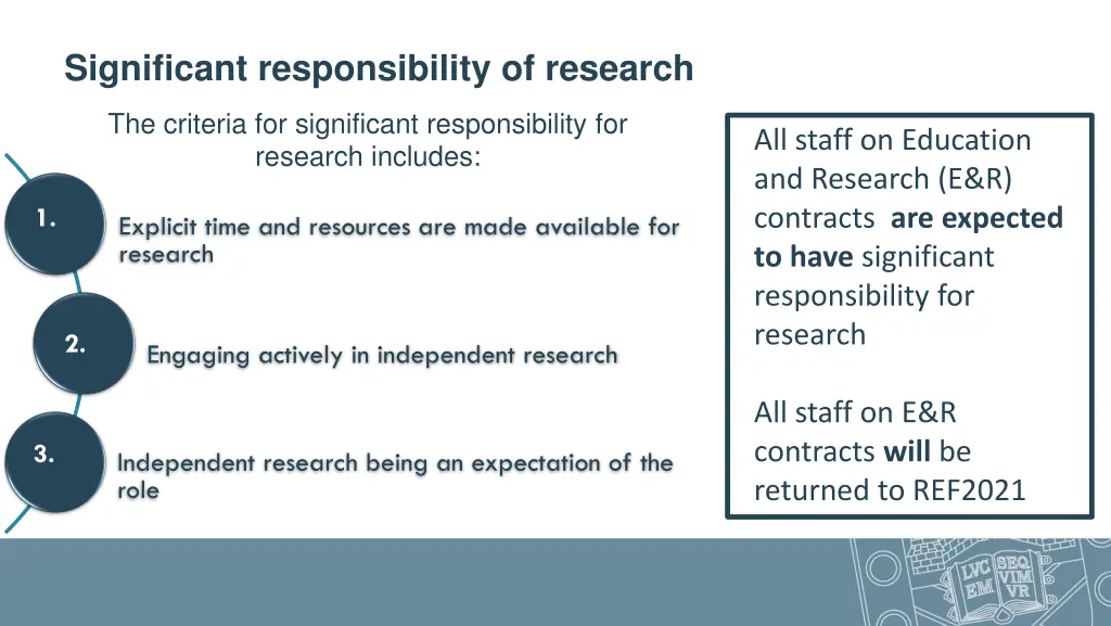 significant responsibility of research