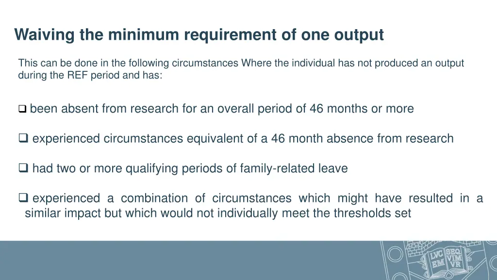 waiving the minimum requirement of one output