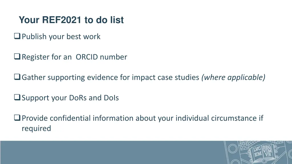 your ref2021 to do list