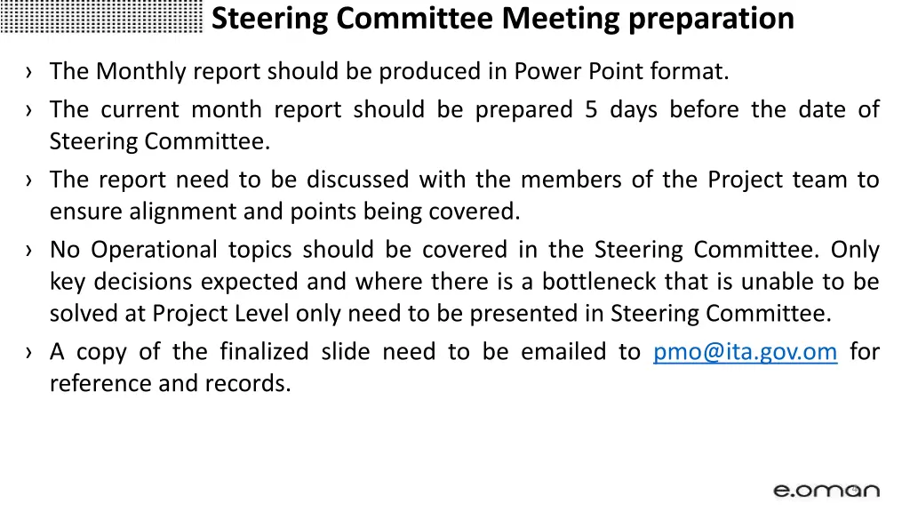 steering committee meeting preparation