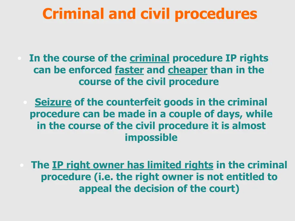 criminal and civil procedures