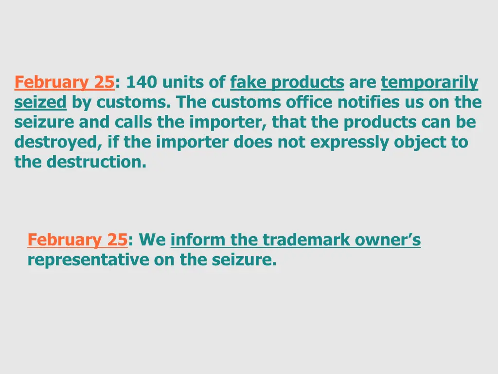 february 25 140 units of fake products