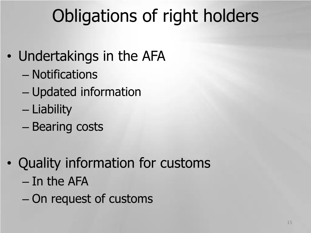 obligations of right holders