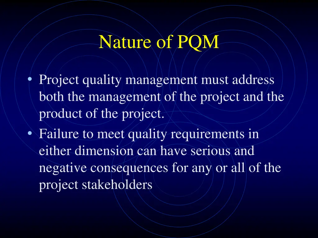 nature of pqm