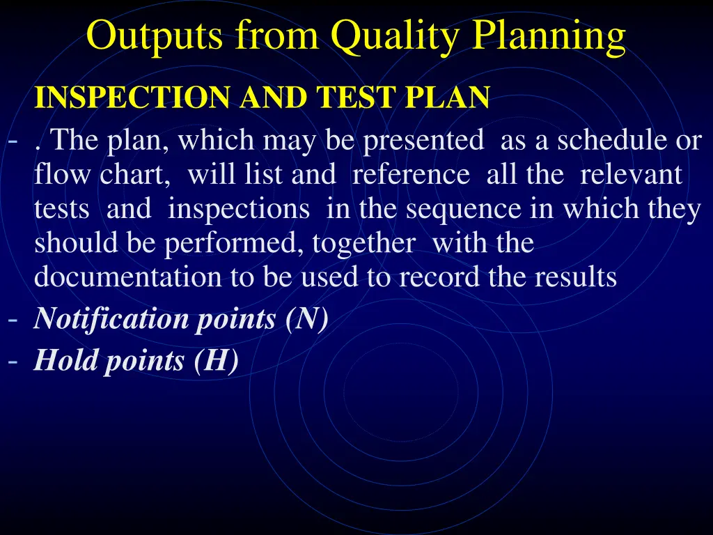 outputs from quality planning 2