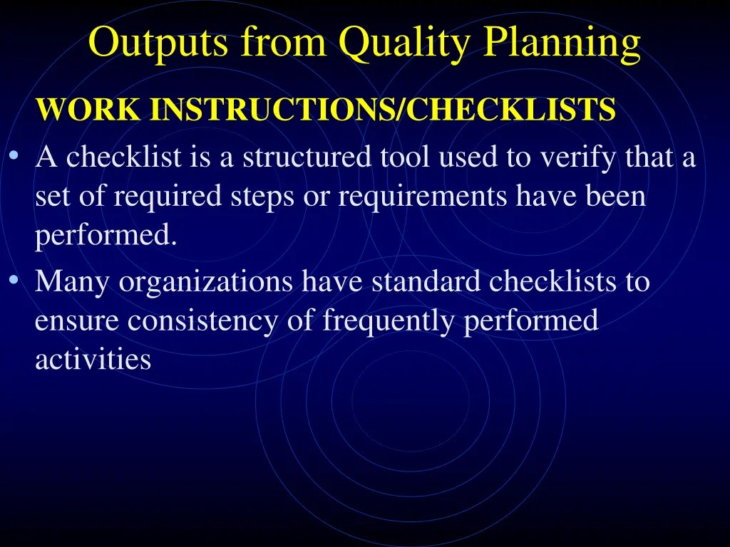 outputs from quality planning 3