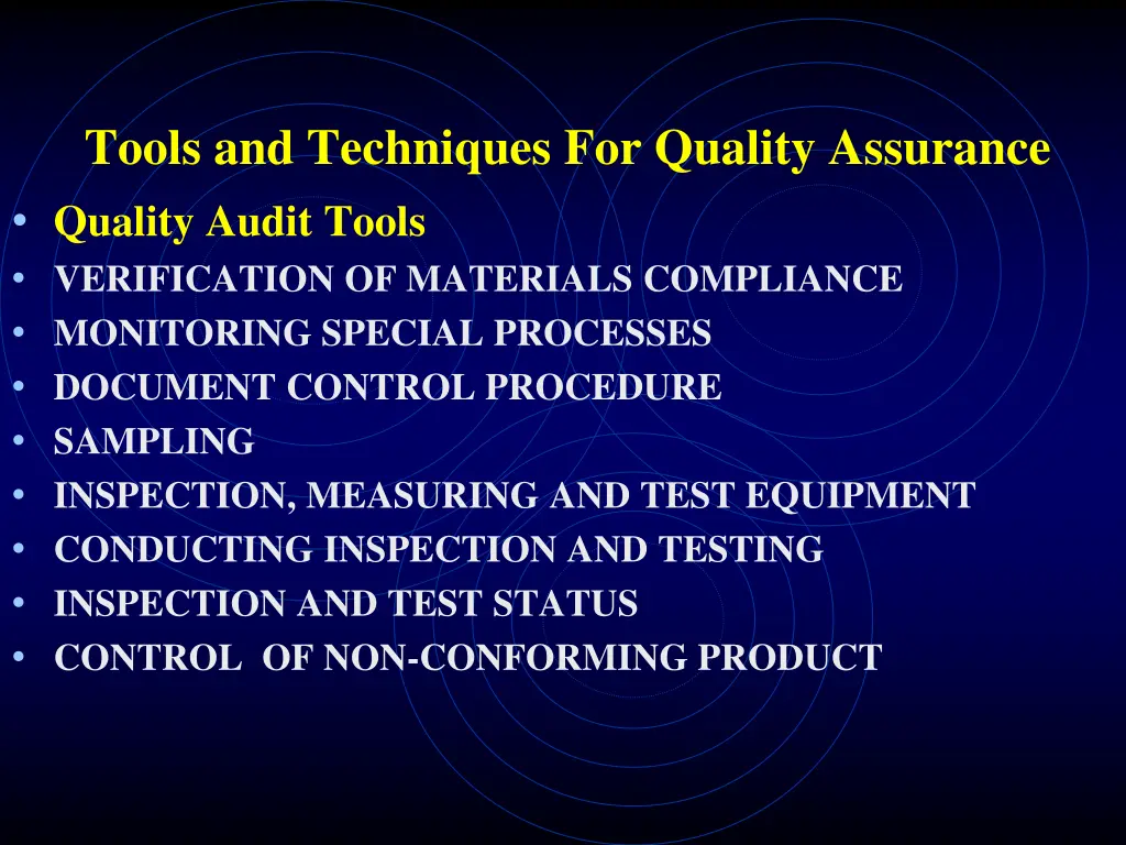 tools and techniques for quality assurance 1