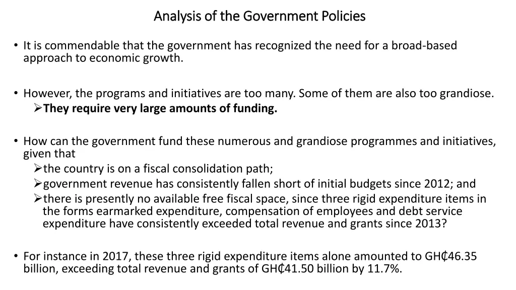 analysis of the government policies analysis