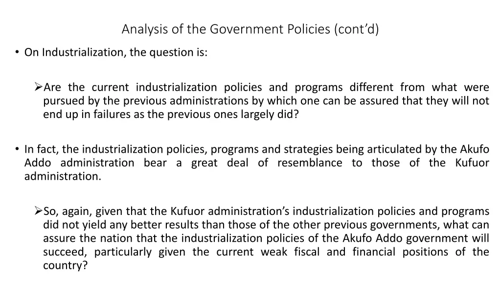 analysis of the government policies cont d 4