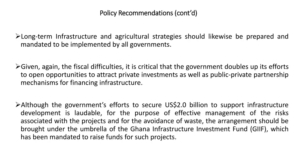 policy recommendations cont d policy 1