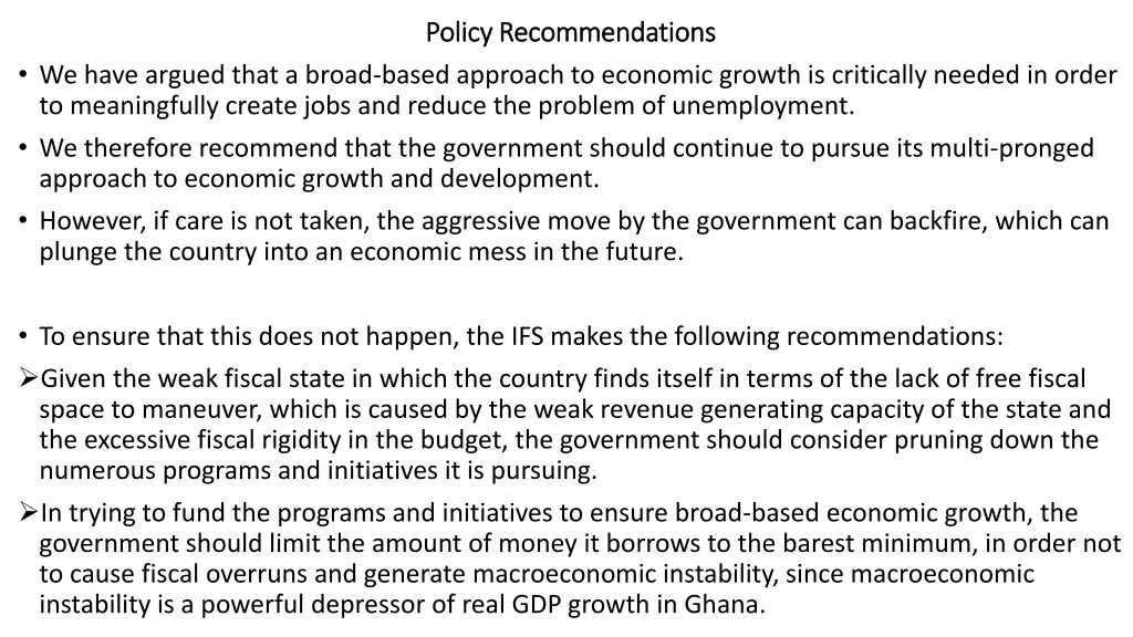 policy recommendations policy recommendations