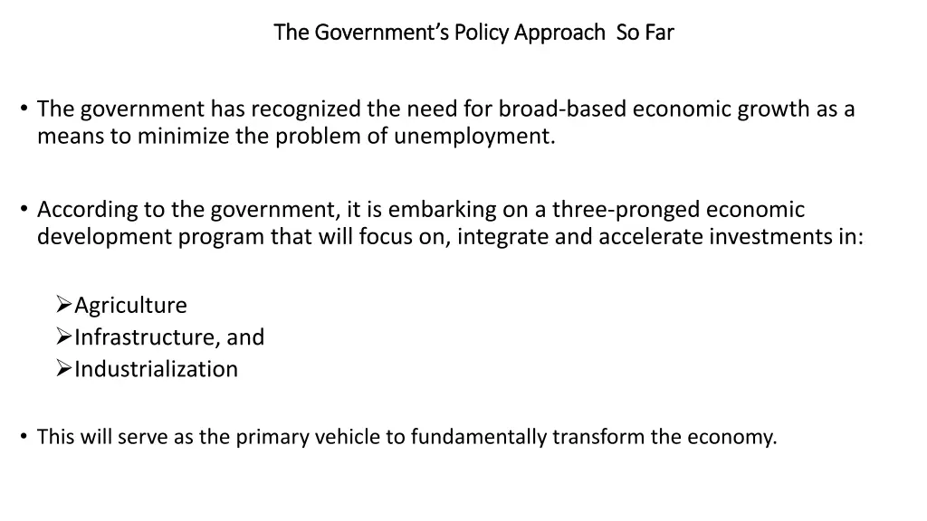 the government s policy approach