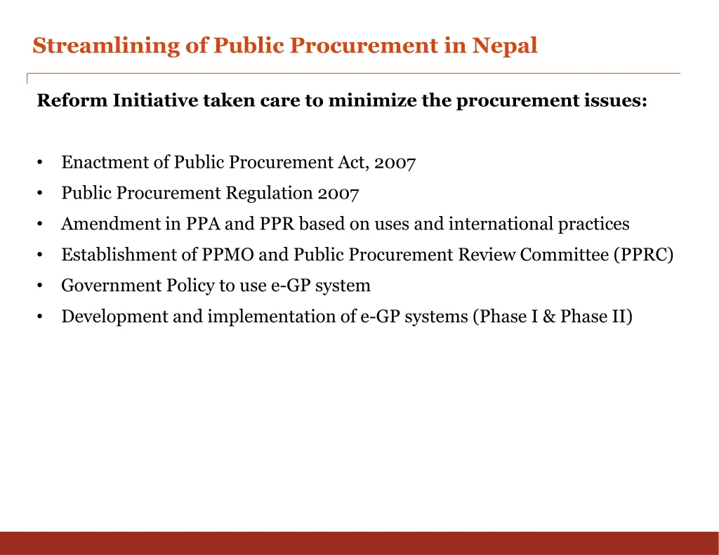 streamlining of public procurement in nepal