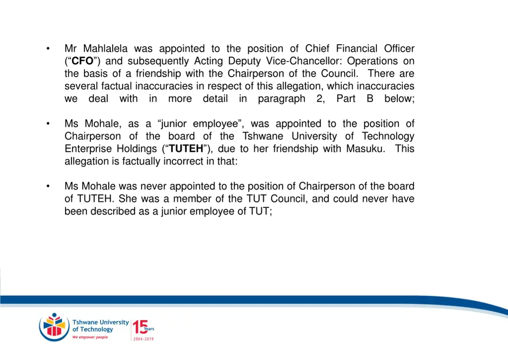 mr mahlalela was appointed to the position