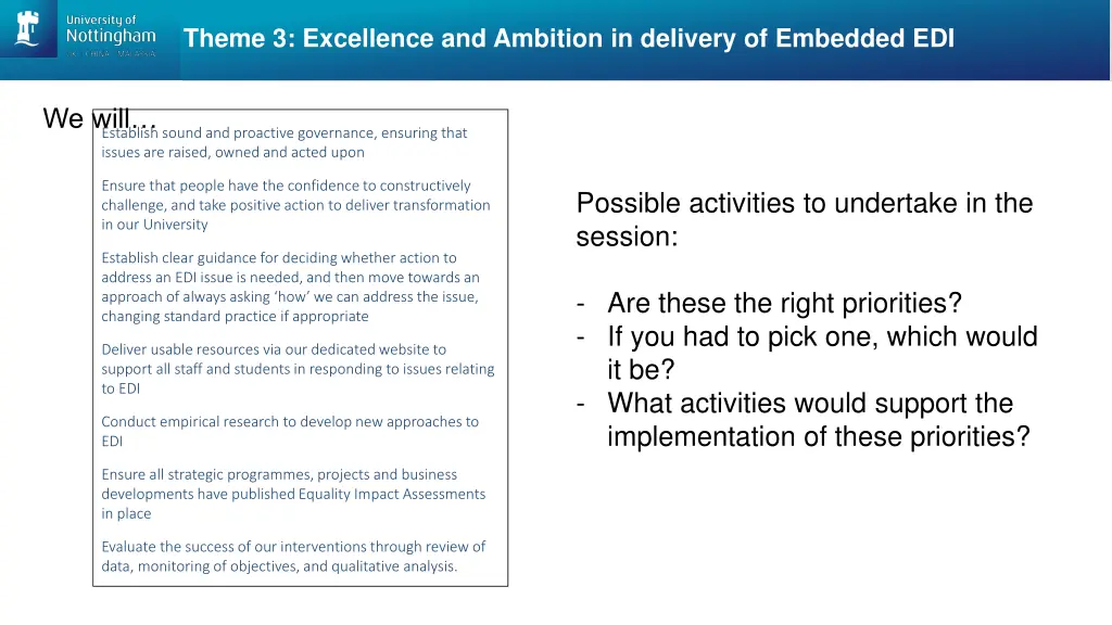 theme 3 excellence and ambition in delivery