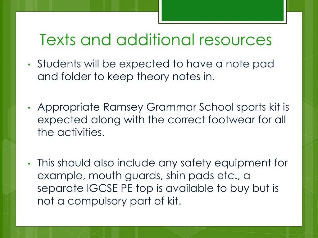 texts and additional resources