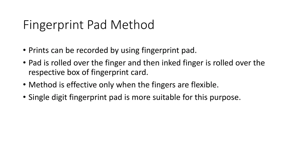 fingerprint pad method