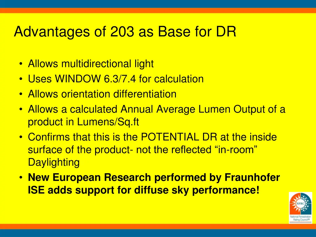 advantages of 203 as base for dr