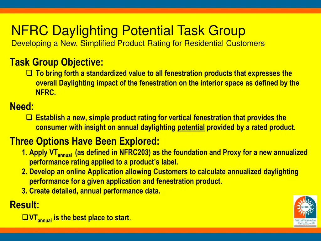 nfrc daylighting potential task group developing