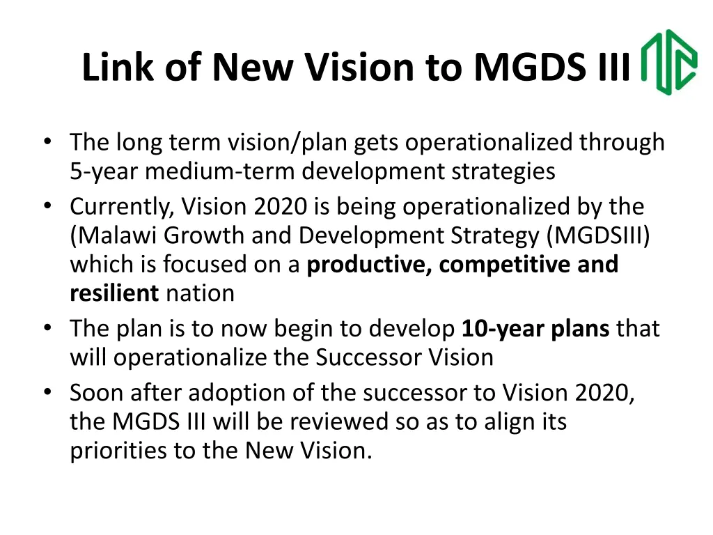 link of new vision to mgds iii