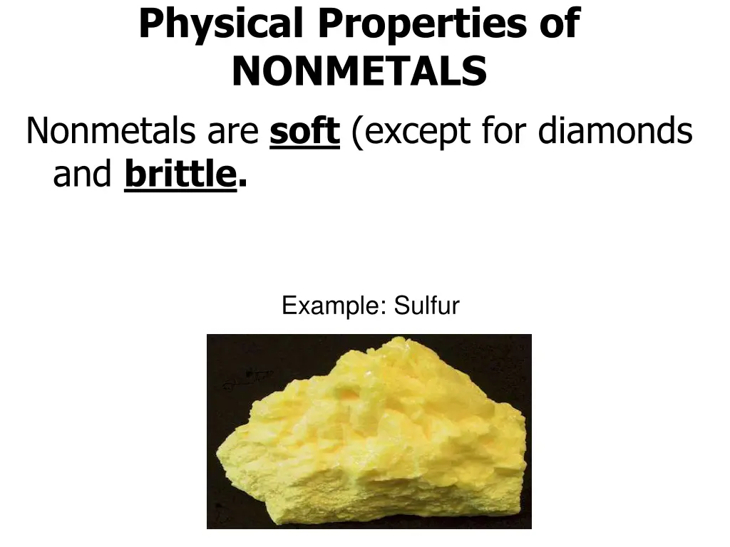 physical properties of nonmetals nonmetals