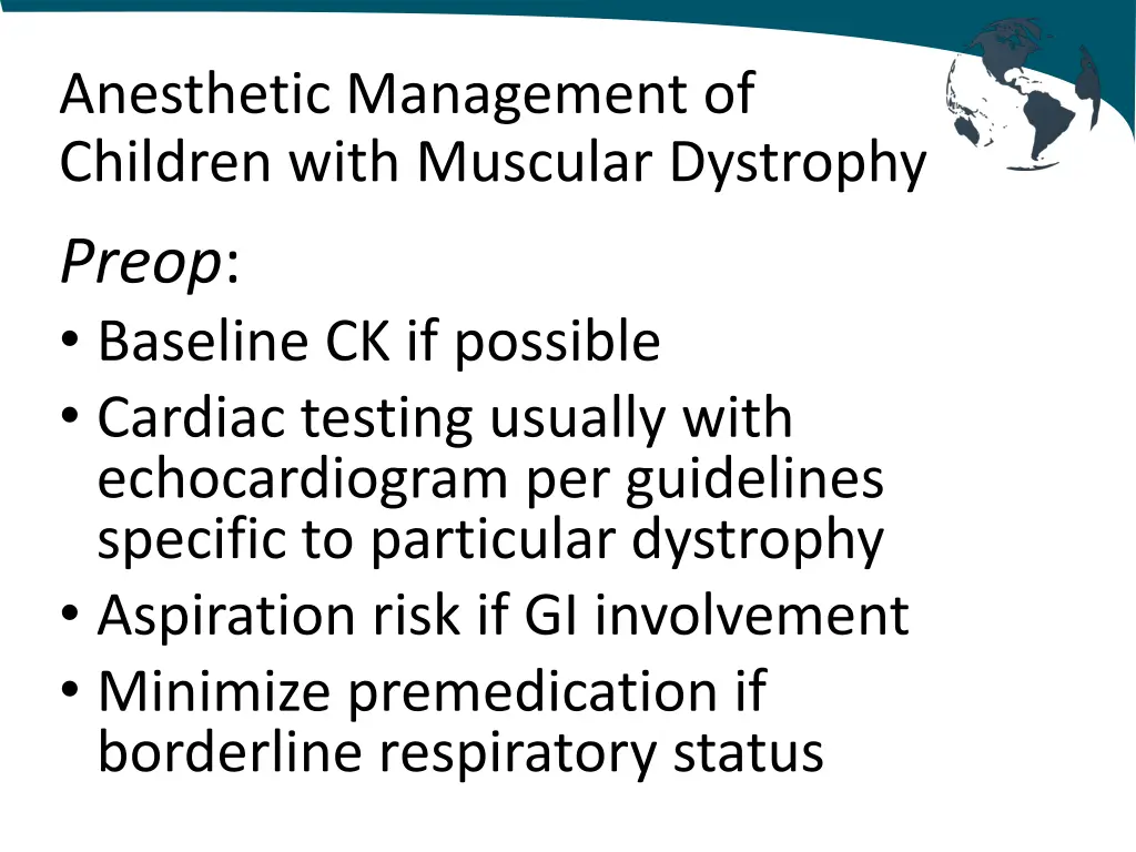 anesthetic management of children with muscular