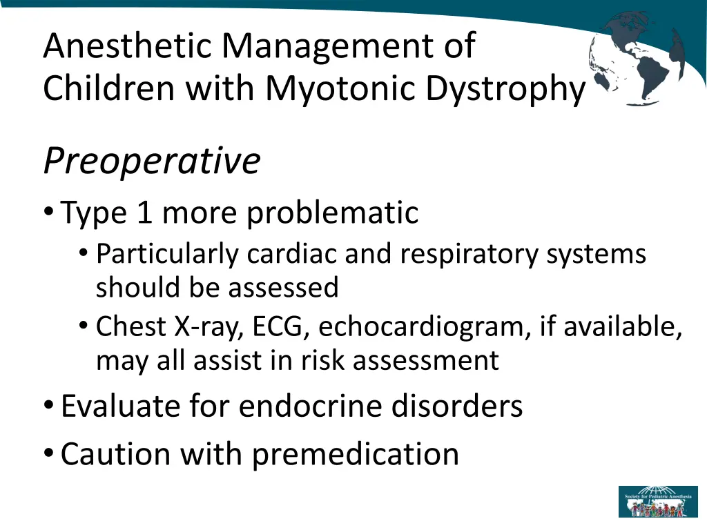 anesthetic management of children with myotonic