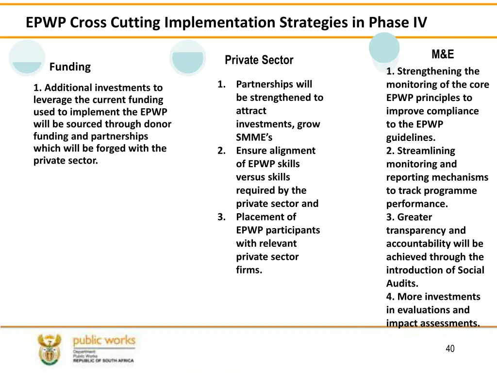 epwp cross cutting implementation strategies