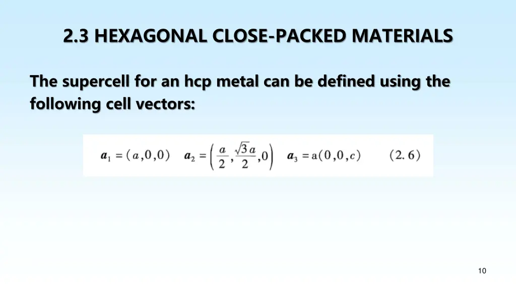 2 3 hexagonal close packed materials