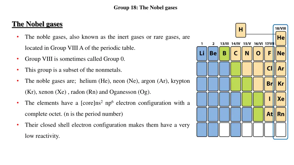 group 18 the nobel gases 1