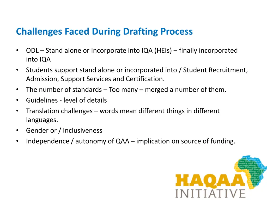 challenges faced during drafting process