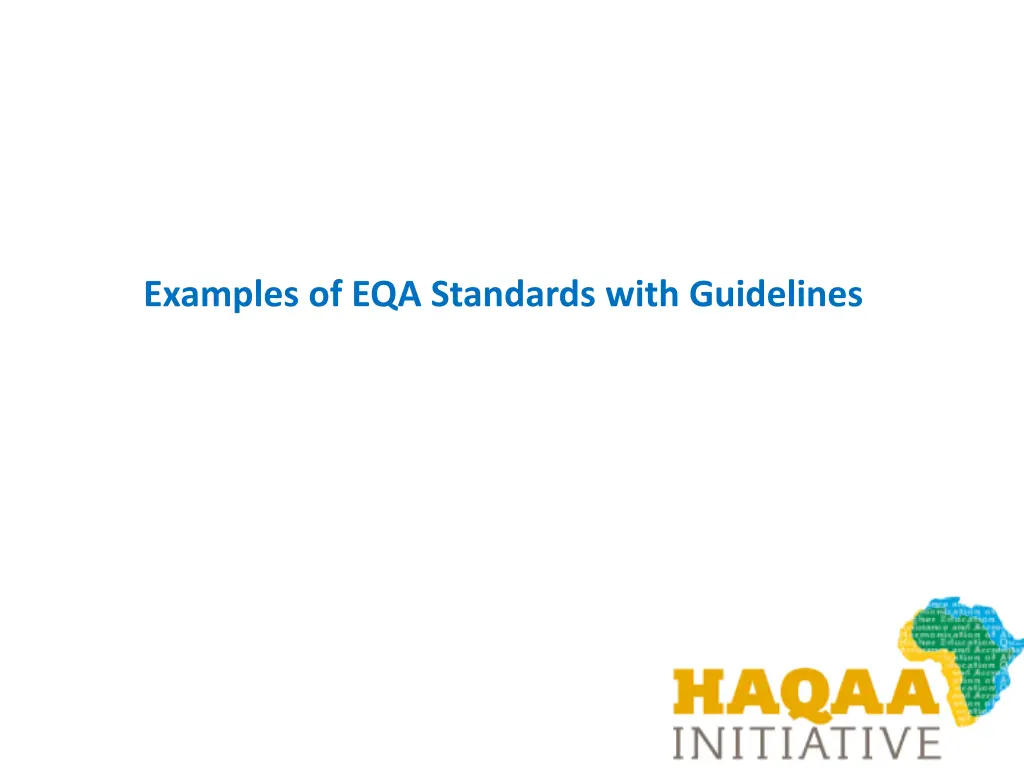 examples of eqa standards with guidelines