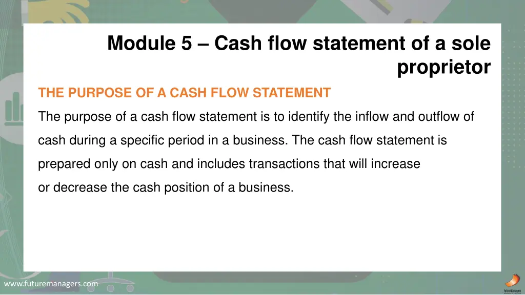 module 5 cash flow statement of a sole