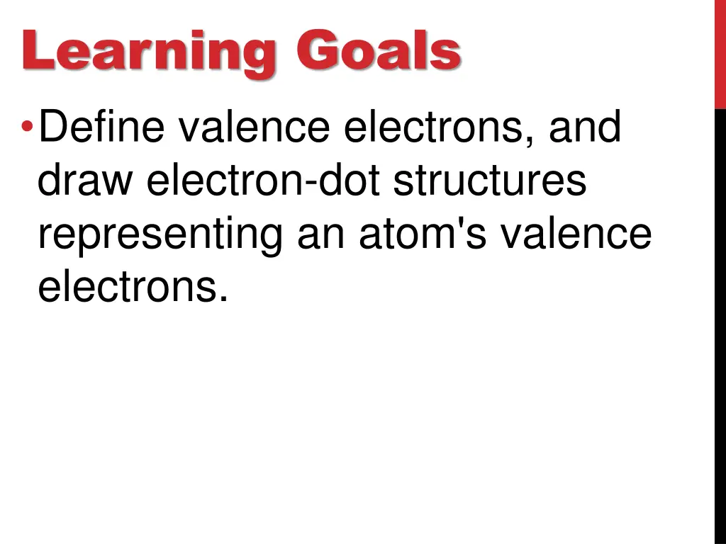 learning goals define valence electrons and draw